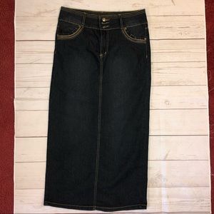 Long denim skirt